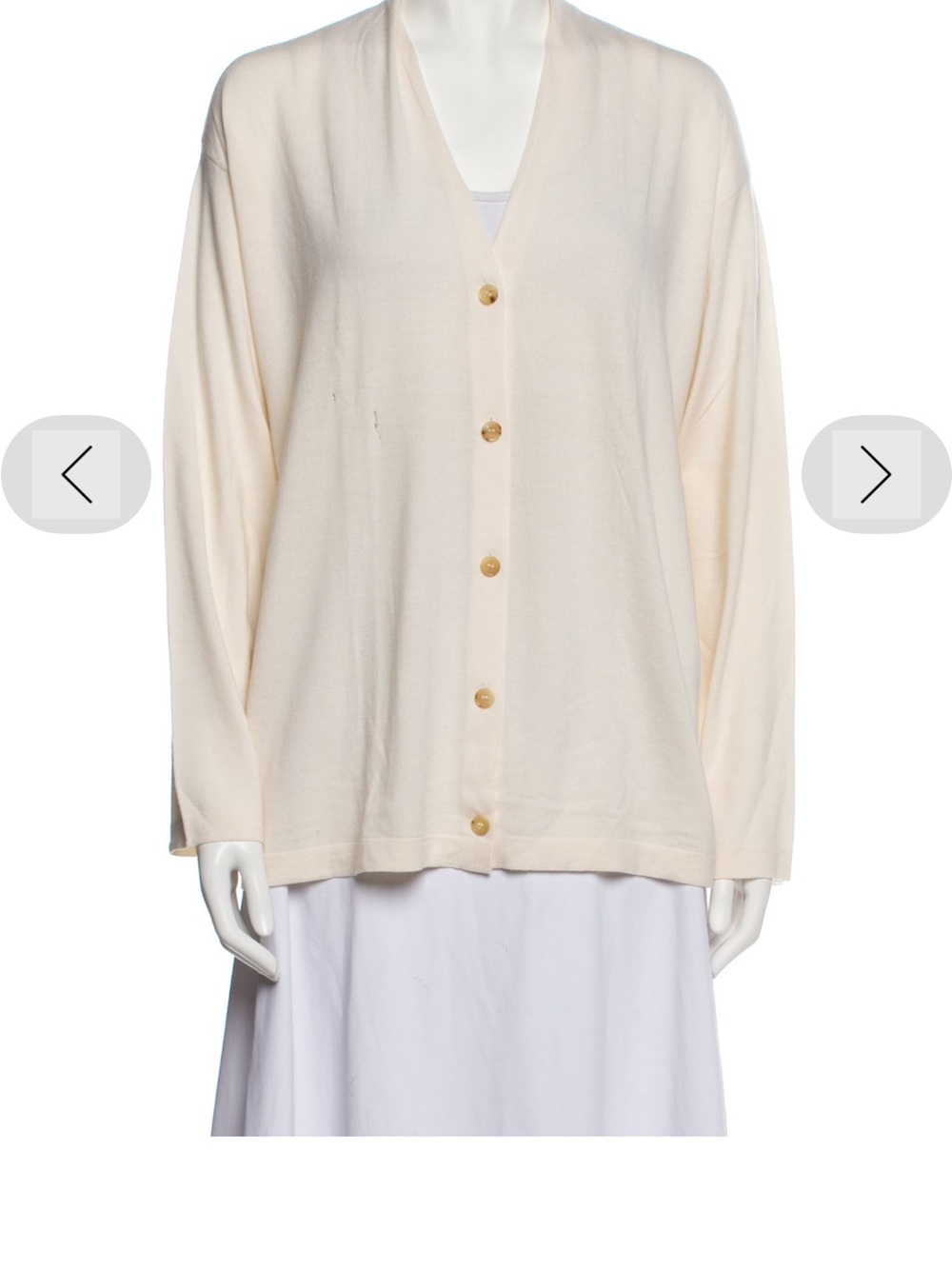 The Row Cream V-Neck Button Front Cardigan AS IS